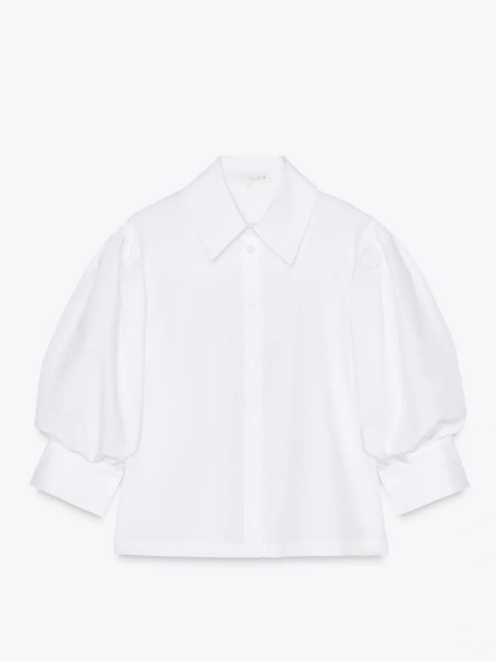 Zara NWT 2731/082 white Poplin Puff Sleeve Button-Up Shirt XS